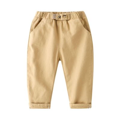 Baby Toddler Solid Color Casual Pants Boys Elastic Waistband School Uniform Loose Fit Athletic (Khaki, 5-6 Years)