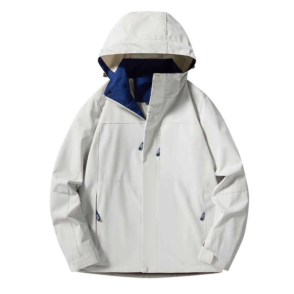 Mens Waterproof Windbreaker Rain Jacket Fashion Color Block Casual Jacket Coat Outdoor Hiking Travel Jackets Outerwear