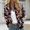 Breast Cancer Awareness Jackets for Women Long Sleeve Zip Up Casual Coats Fall Fashion Outfits Winter Clothes 2025 view 2