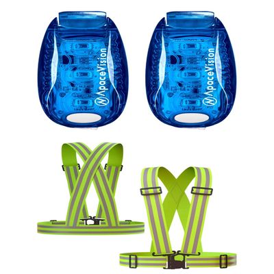(2 Pack) - LED Safety Lights + Reflective Vests