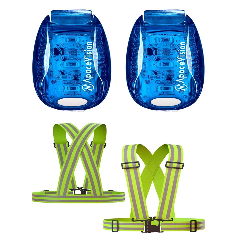 (2 Pack) - LED Safety Lights + Reflective Vests