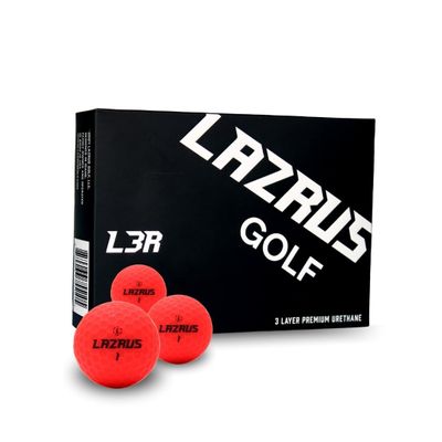 LAZRUS GOLF 2025 Premium 3-Piece Urethane Golf Balls - Long Distance, Enhanced Green Control, Performance & Accuracy, High Visibility, for Men & Women, Golf Accessories (1 Dozen, Matte Red)