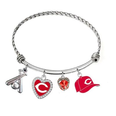 Acorn Products Reds Expandable Bangle Bracelet with 4 Charms