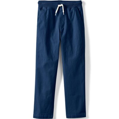 Lands' End Boys Stretch Soft Rib Waist Iron Knee Pull On Pants Deep Sea Navy Kids X-Large