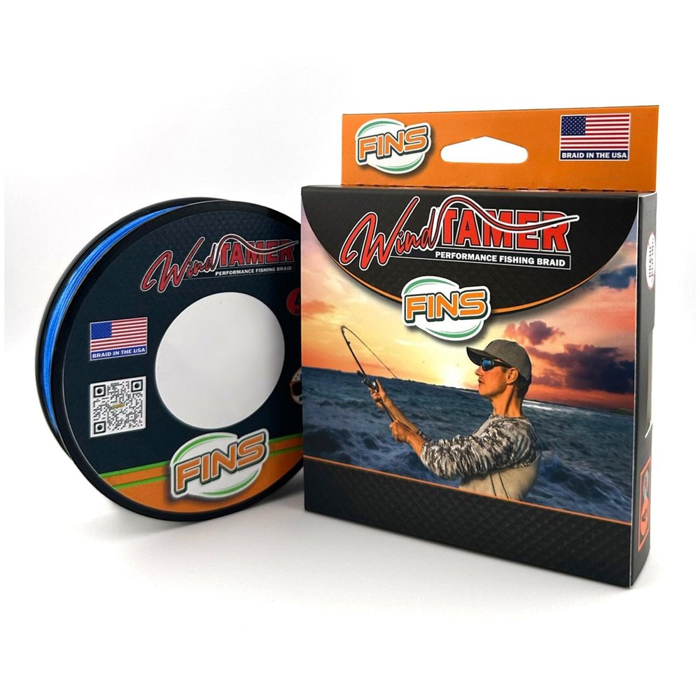 FINS Windtamer Braided Fishing Line - Versatile, Compact Braid for All Fisheries, Reduces Wind Knots and Rod Tip Wraps - High Performance 4-End Braid - Blue - 8 Lb - 500 Yds
