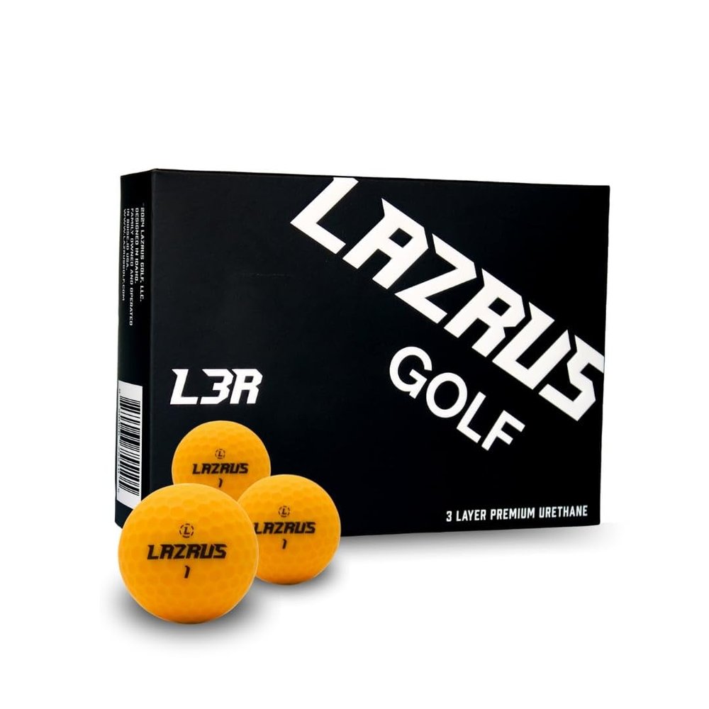 LAZRUS GOLF 2025 Premium 3-Piece Urethane Golf Balls - Long Distance, Enhanced Green Control, Performance & Accuracy, High Visibility, for Men & Women, Golf Accessories (1 Dozen, Matte Orange)