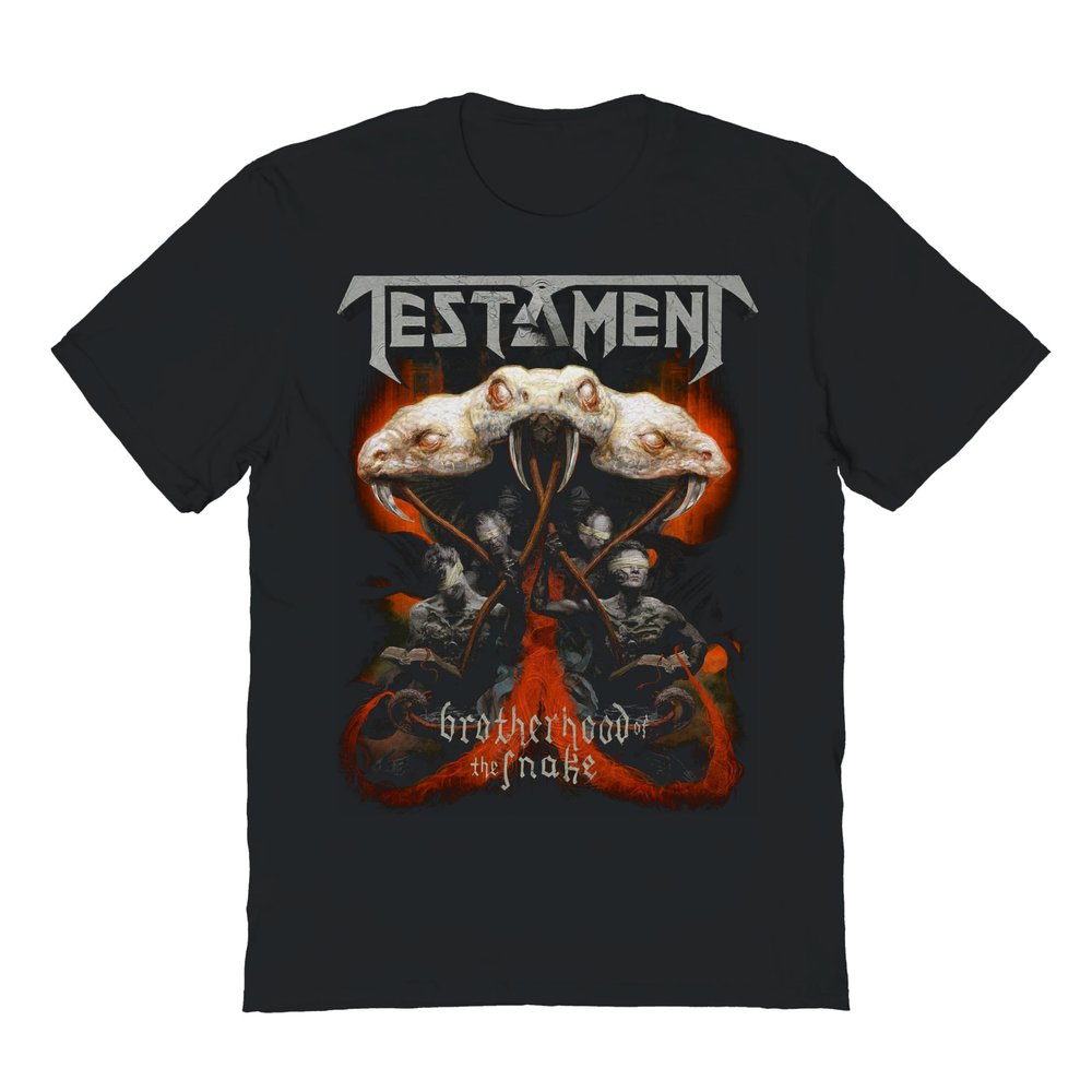 2Bhip Testament Brotherhood of The Snake Mens Short Sleeve T Shirt Thrash Metal Music Graphic Tees Black