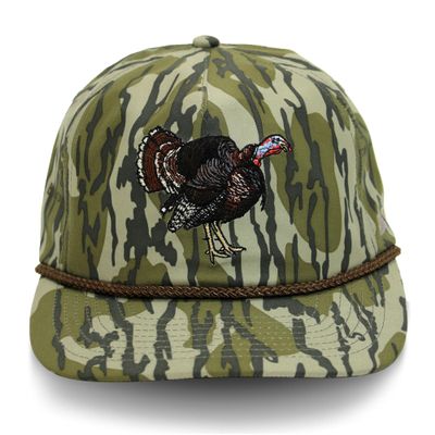 Paramount Outdoors Turkey Gobble Performance Trucker Hat on Original Bottomland Camo Fabric Turkey Hunting Hat (Bottomland)