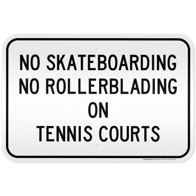 No Skating Or Rollerblading On Tennis Courts Sign, 12x18 Inches, 3M EGP Reflective .063 Aluminum, Fade Resistant, Made in USA by My Sign Center