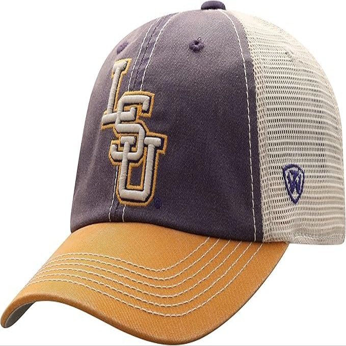 Collegiate Hats - Fitted Caps Adjustable Hats and Snapbacks Available (Adjustable Hat, LSU Mesh)