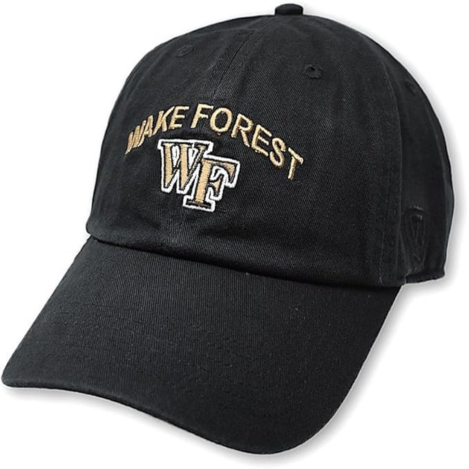 Collegiate Hats - Fitted Caps Adjustable Hats and Snapbacks Available (Adjustable Hat, Wake Forest Black Arch)