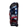 Boombah Superpack XL Rolling Bat Bag - 35.5" x 13.5" x 10" - Telescopic Handle - Holds 8 Bats - Wheeled Version - USA Baseball Ballpark Black/Royal Blue/Red view 4