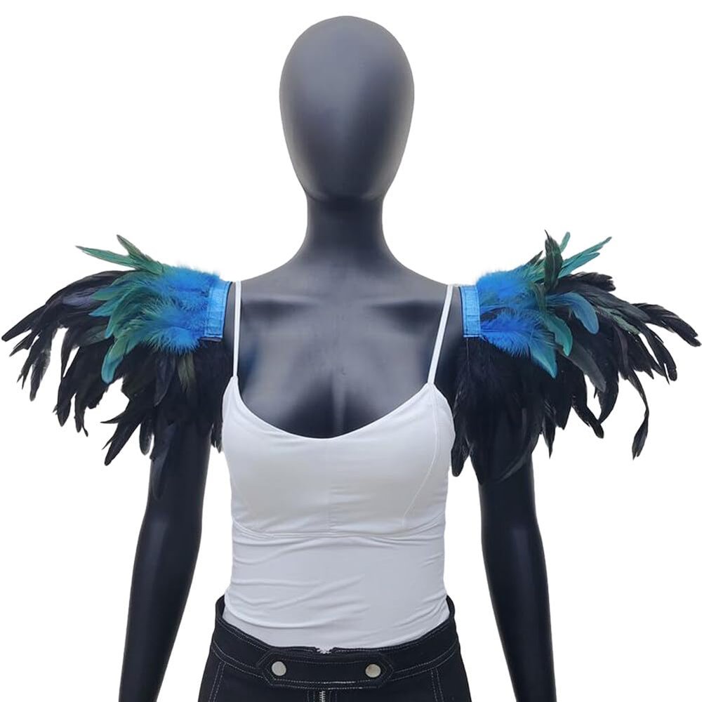 Natural Feather Shrug Cape,Feather Shawl Feather Shawl Shrug Shoulder Wrap for Halloween Cosplay Costume/758