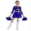 Freebily Cheer Leader Costume for Girls Sparkly Long Sleeve Cheleading Dance Dress with Pom-poms 6-16 Years Blue 8 Years view 1