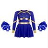 Freebily Cheer Leader Costume for Girls Sparkly Long Sleeve Cheleading Dance Dress with Pom-poms 6-16 Years Blue 8 Years view 3