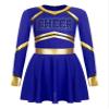 Freebily Cheer Leader Costume for Girls Sparkly Long Sleeve Cheleading Dance Dress with Pom-poms 6-16 Years Blue 8 Years view 4