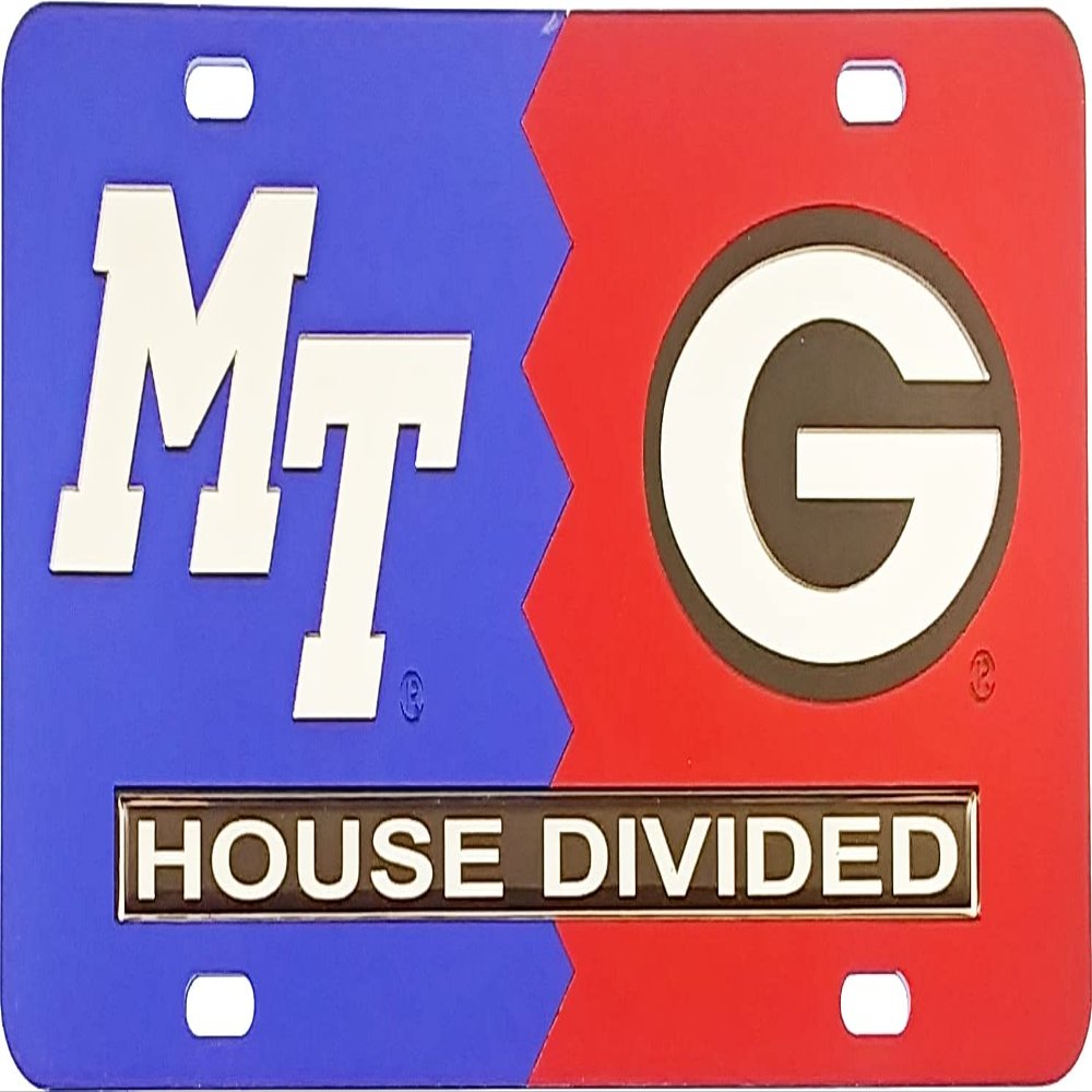 Middle Tennessee (MTSU) + Georgia House Divided Split License Plate Tag [Blue/Red - Car/Truck] - ID#33758