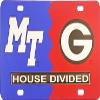 Middle Tennessee (MTSU) + Georgia House Divided Split License Plate Tag [Blue/Red - Car/Truck] - ID#33758 view 1