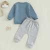 BULINGNA Newborn Infant Baby Little Brother Clothes Letter Print Long Sleeve Sweatshirt Jogger Pants Brother Matching Outfits (Blue, 0-3 Months) view 4