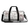 Gym Bags for Men Women Line Floral Rose Flowers Duffle Bag Travel Overnight Bag with Shoe Compartment Tote Bags view 1