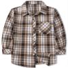 Boys & Toddler Plaid Button Down Shirt Long Sleeve Flannel Shirt Tops, Flannel# Dark Brown White, 18-24 Month = Tag 90 view 1