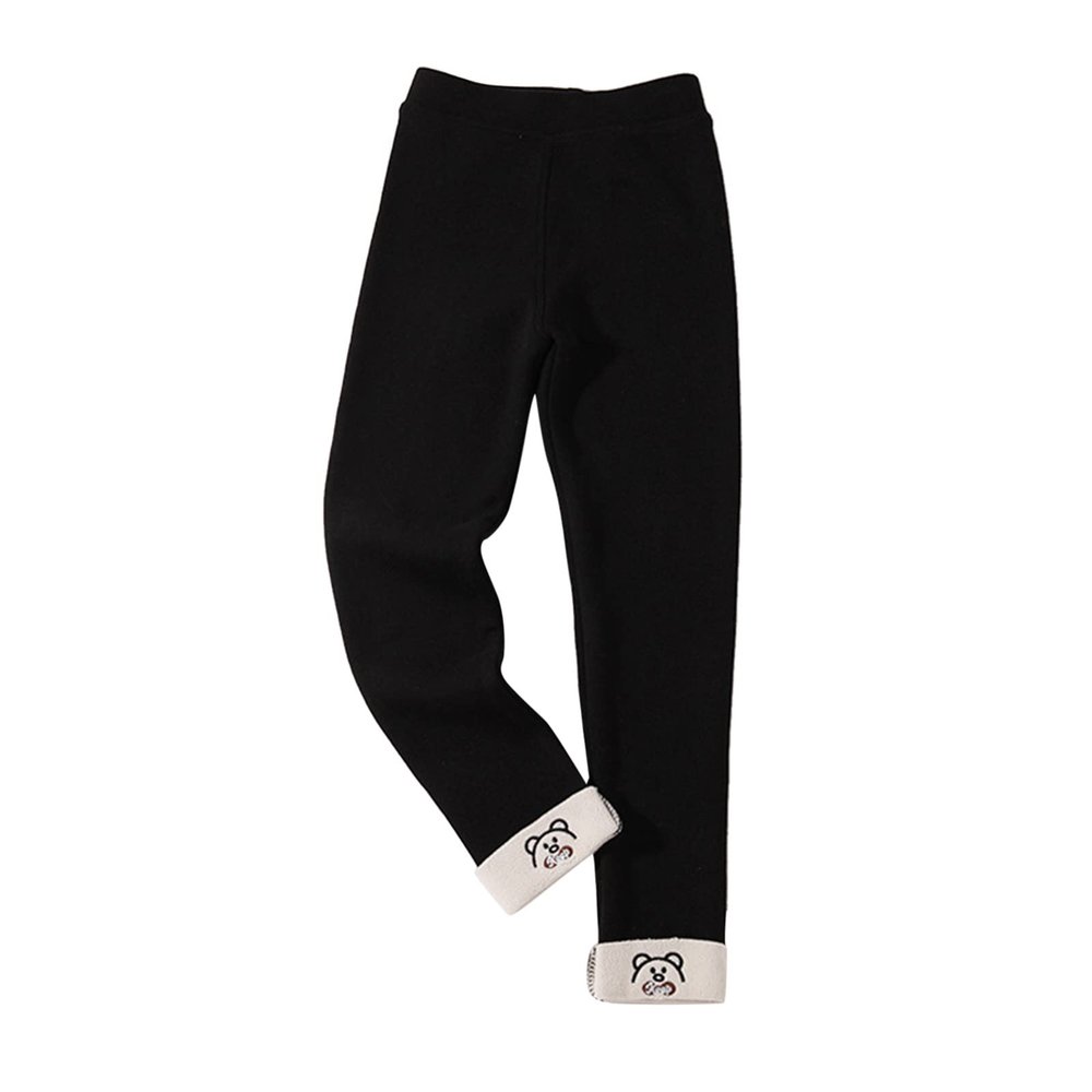Girls Baby Teen Fleece Lined Leggings Cotton Kids Winter Warm Leggings Thick Thermal Tights (Black, 12-24 Months)