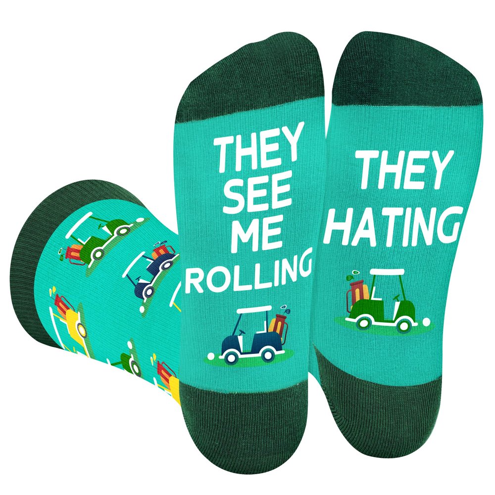 AGRIMONY Funny Golf Socks for Men Women Dad Teens-Easter Novelty Funky Cool Crazy Silly Socks- Fathers Valentines Golf Lover Golfer Christmas Birthday Fun Gifts Stocking Stuffers