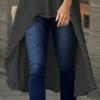 Womens V Neck Cotton Linen Shirt Tops Button Solid Long Sleeve Shirts Blouses Casual Loose Flowy Long Shirts Black view 4