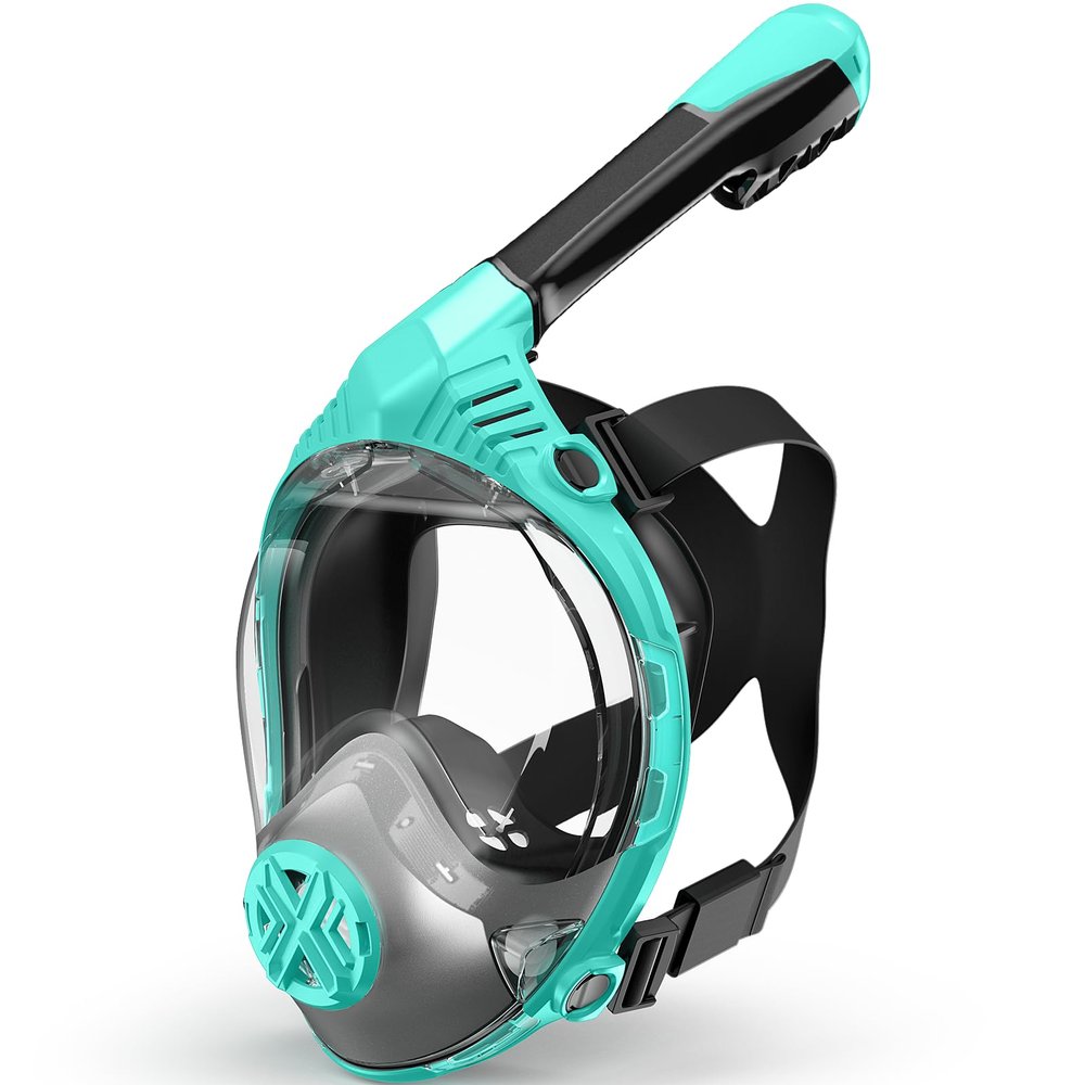 Full Face Snorkel Mask- Snorkeling Gear for Adults with Safe Dry Top Breathing System, Latest Foldable Panoramic View Snorkeling Mask for Men and Women, Anti Fog Anti Leak