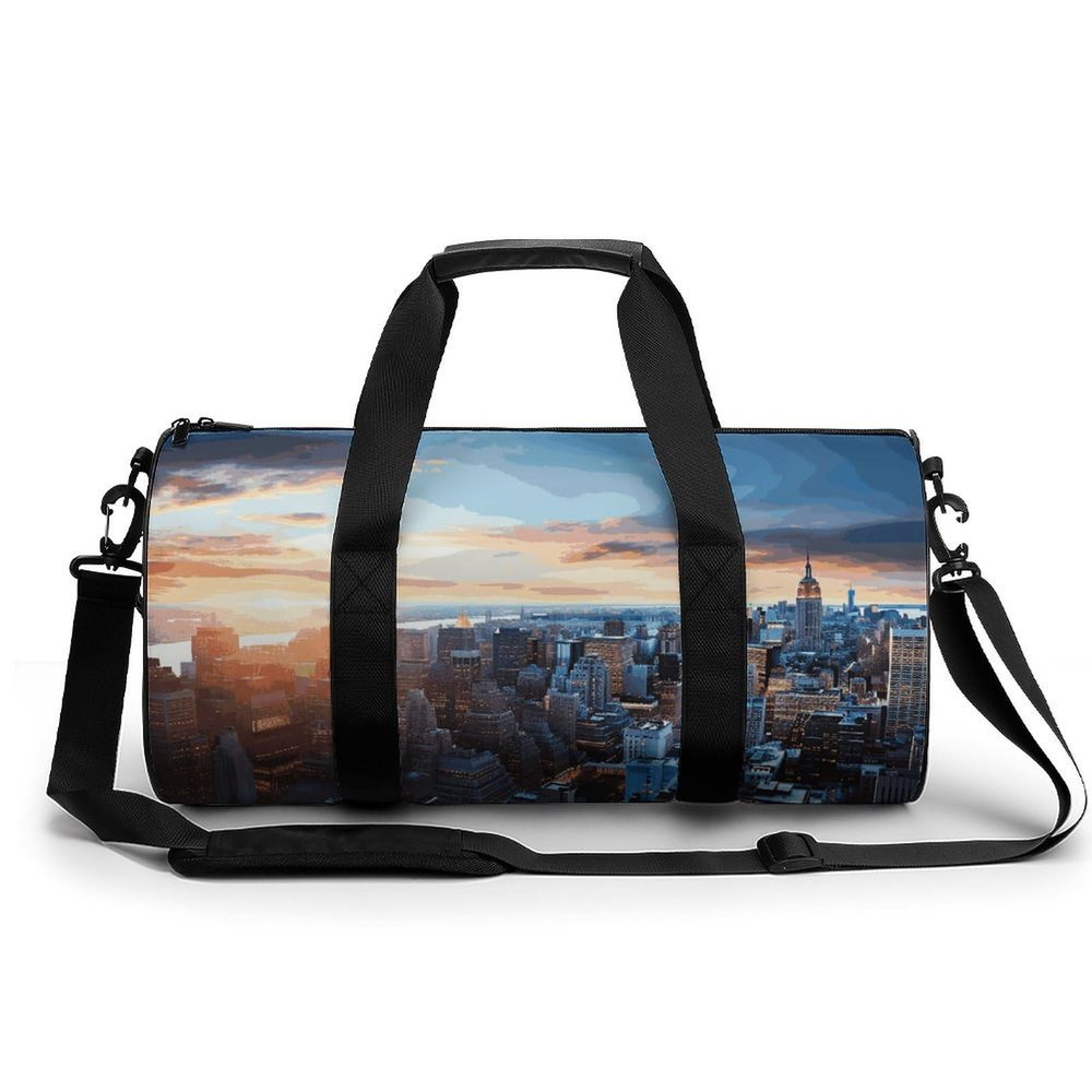 Gym Bags for Men Women New York City Skyline Duffle Bag Travel Overnight Bag with Shoe Compartment Tote Bags