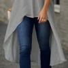 Womens V Neck Cotton Linen Shirt Tops Button Solid Long Sleeve Shirts Blouses Casual Loose Flowy Long Shirts Grey view 4