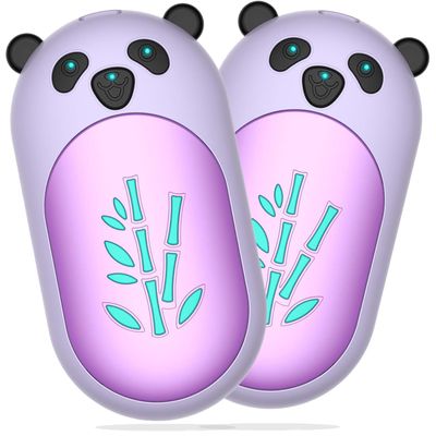 Hand Warmers 2 Pack,Hand Warmers Rechargeable 6000mAh 20Hrs Long Safe Heat AI Smart Chips,Portable Pocket Heater,Gifts for Birthday,Outdoor,Golf,Hunting,Camping Accessories,Purple