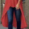 Womens V Neck Cotton Linen Shirt Tops Button Solid Long Sleeve Shirts Blouses Casual Loose Flowy Long Shirts Red view 4