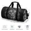 Gym Bags for Men Women Black And White Lion Head Duffle Bag Travel Overnight Bag with Shoe Compartment Tote Bags view 2