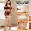 RSLOVE Women's Lace Top Thigh High Sheer Stockings Antiskid Silicone Ultra Shimmery Pantyhose Nude Plus Size view 3