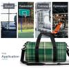 Gym Bags for Men Women Green Buffalo Plaid Duffle Bag Travel Overnight Bag with Shoe Compartment Tote Bags view 3