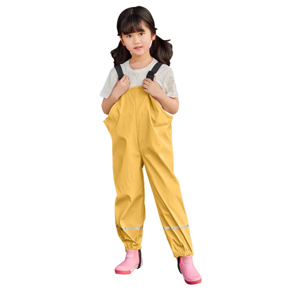 Waterproof Puddle-Dry Rain Pants for Toddlers Girls Boys Rain Bibs Kids Overalls Mud Pants (Yellow, 10-11 Years)