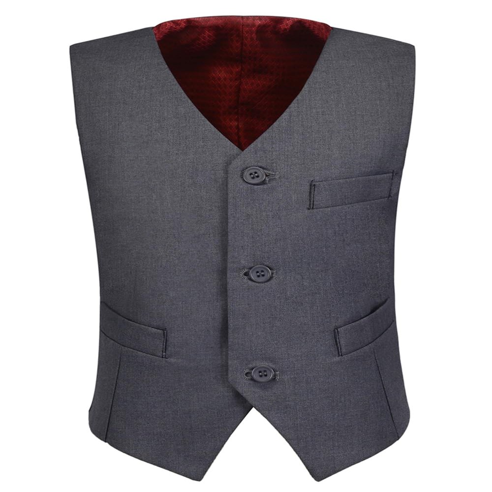 Visaccy Boys Suit Vests Big Kids Boy Dress Vest Suit Formal Wedding Suits Vests Ring Bearer Outfit Kids Vest Tuxedo Gray Size 16