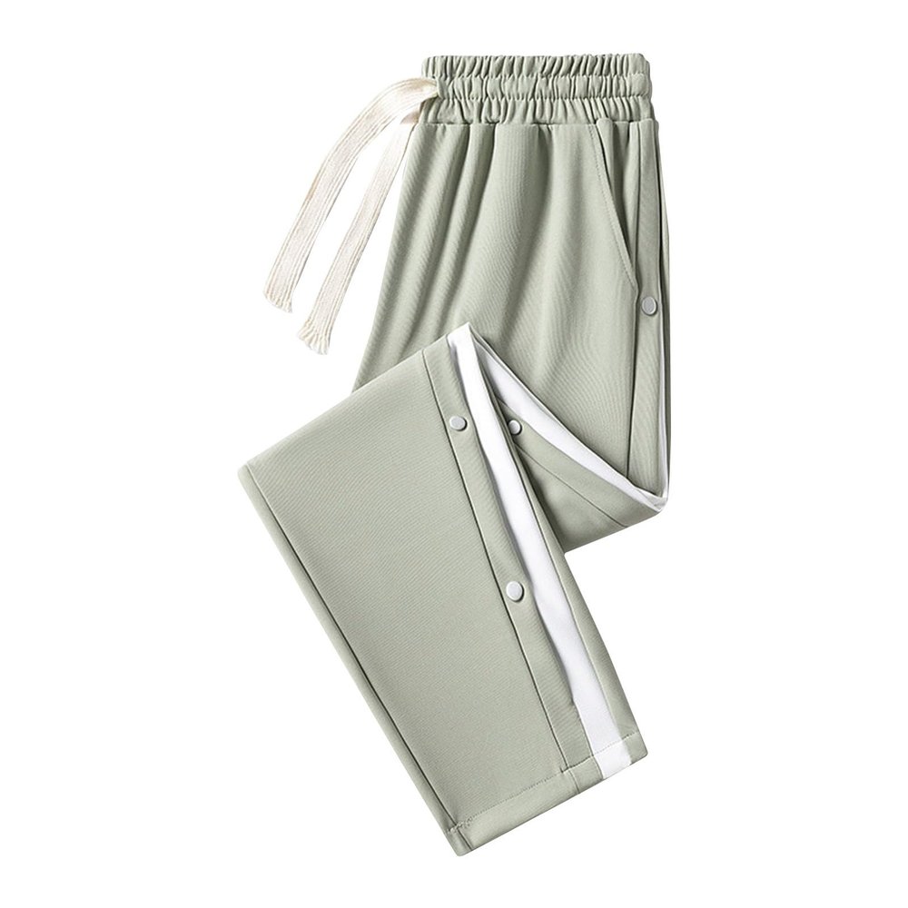 Cambkatl Men's Button Side Split Colorblock Sweatpants Straight Leg Drawstring Outdoor Active Track Pants with Pockets
