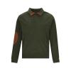 Cambkatl Mens Button Up Corduroy Sweatshirt Long Sleeve Casual Stand Collar Lightweight Pullover Tops with Elbow Patches view 4