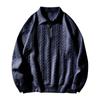 Cambkatl Men's Quarter Zip Jacquard Sweatshirt, Loose Solid Color Long Sleeve Lapel Fall Winter Pullover Shirts view 1