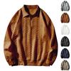 Cambkatl Men's Quarter Zip Jacquard Sweatshirt, Loose Solid Color Long Sleeve Lapel Fall Winter Pullover Shirts view 2