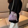 Vobumix Lace Bow Tote Bag White Pearl Handle Bag Evening Bag Summer Bucket Crossbody Bag Women Supply for Daily Matching view 2