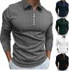 Cambkatl Men's Quarter Zip Ribbed Sweatshirt, Long Sleeve Casual Lightweight Collared Pullover Golf Shirt with Pocket view 2