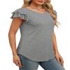 WEESO Flowy Tops for Women Plus Size Loose Fit Shirts Maternity Clothes 2026 Grey XL view 3