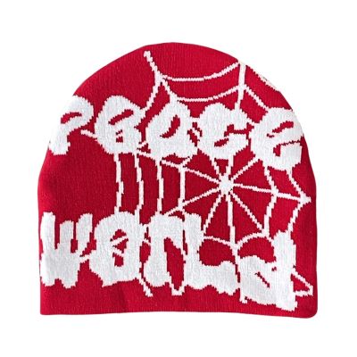 2THESTARS Y2K Beanie Hat for Men & Women Trendy Soft Stretchable Winter Cap, Spider Design Cold Knit Weather Accessory - Red