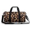 Gym Bags for Men Women Brown Leopard Print Duffle Bag Travel Overnight Bag with Shoe Compartment Tote Bags view 1