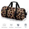 Gym Bags for Men Women Brown Leopard Print Duffle Bag Travel Overnight Bag with Shoe Compartment Tote Bags view 2