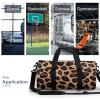Gym Bags for Men Women Brown Leopard Print Duffle Bag Travel Overnight Bag with Shoe Compartment Tote Bags view 3