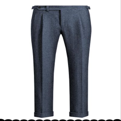 Tuikayoo Men's Tweed Pants Adjustable Buckle Herringbone Pleated Front Dress Suit Trousers Wool (Light Navy, 38W x 30L)